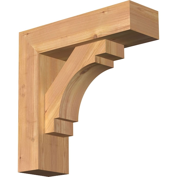 Ekena Millwork Merced Block Smooth Bracket w/ Offset Brace, Western Red Cedar, 5 1/2"W x 18"D x 18"H BKT0604X18X18MRC05SWR - main
